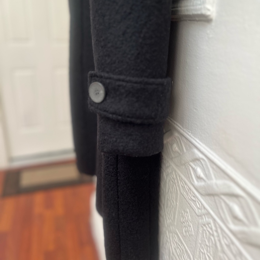 Andrew Marc Black Wool Coat with Button Detail
